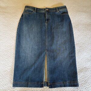 Spring 2025- Talbots Midi Denim Skirt-front slit Size 16- NWOT